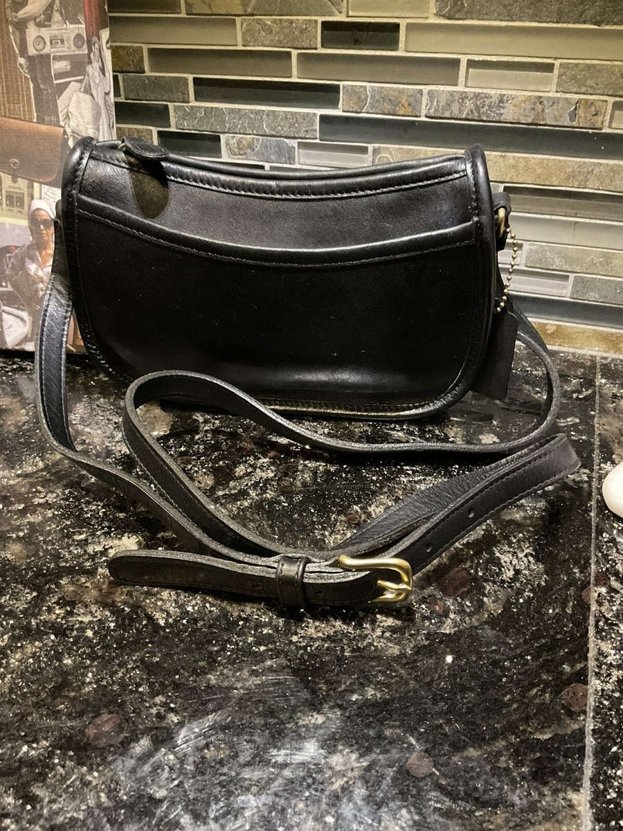 Vintage Coach Leather Zippered Wendie Swinger Crossbody 9031 Black