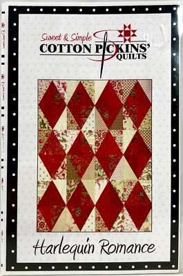 NEW 2014 Cotton Pickins Quilts Sewing Pattern 1007 Harlequin Romance Quilt 14219