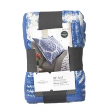 Threshold Cotton Linework Medallion Single Standard Size Pillow Sham Blue NWT