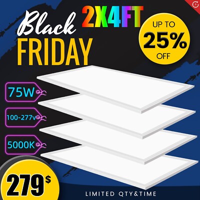 4 Packs 4x2FT White LED Flat Panel Light 75W 5000K Daylight Drop Ceiling Light