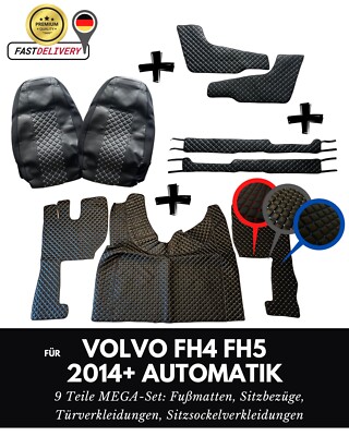 9 Teile MEGA-SET passend für VOLVO FH4 FH5 Fußmatten Sitzbezüge Tür Sockel LKW