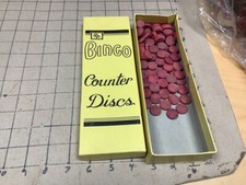 vintage wooden BINGO COUNTER DISCS in box