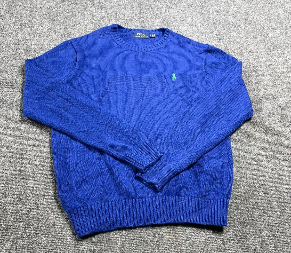 Polo Ralph Lauren Blue Men's Sweater Knit Pull Over Crew Neck Cotton Size S