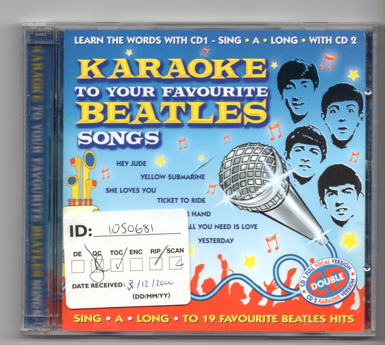 (JF997) Karaoke To Your Favourite Beatles Songs - 2000 double CD