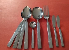 9pc NAKAZATO NAB3 Stainless Serving Spoons Fork Sugar Butter Japan Bamboo/Leaves