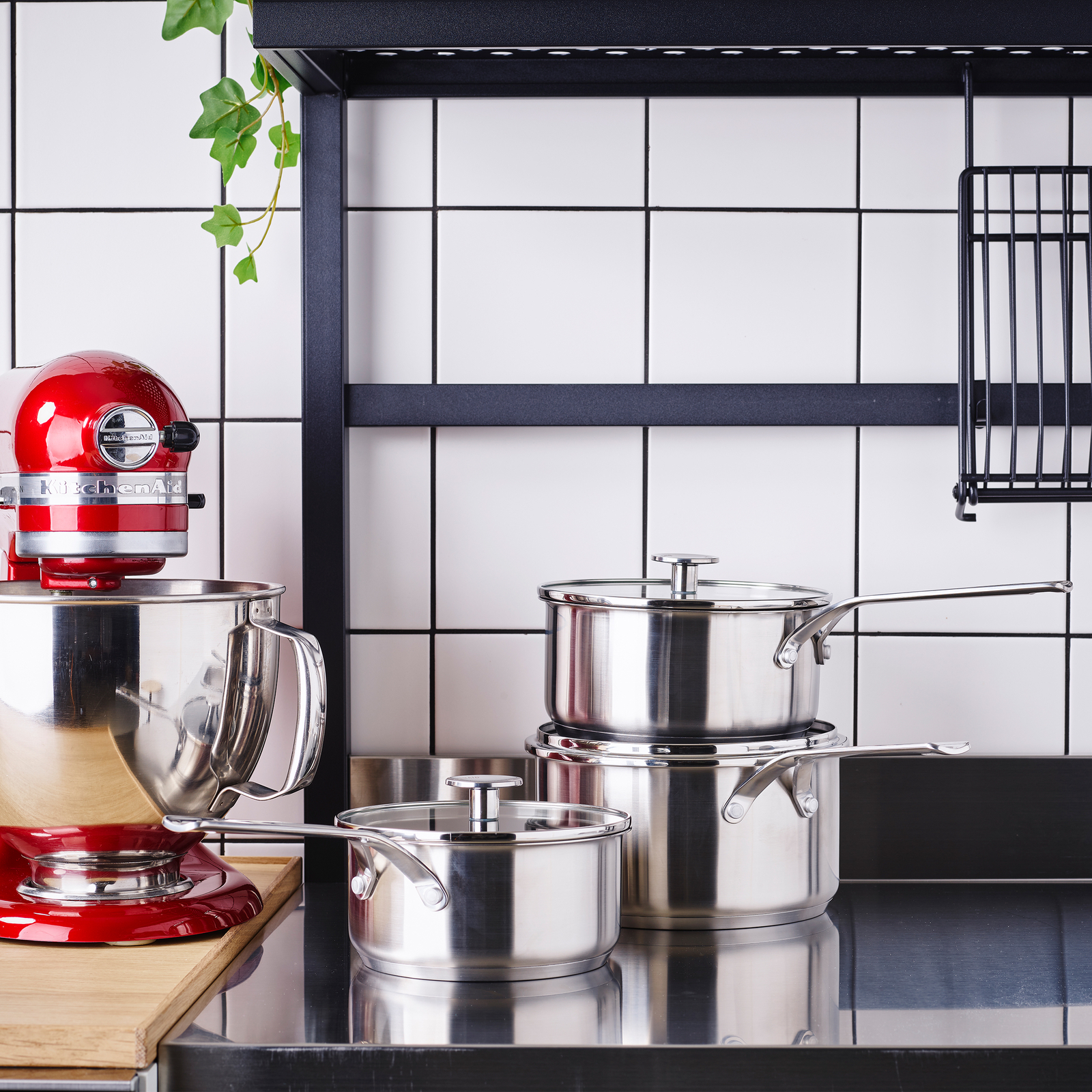 KitchenAid Saucepan Set 3 Piece 16/18/20cm Lids Oven Safe (Open Box) eBay