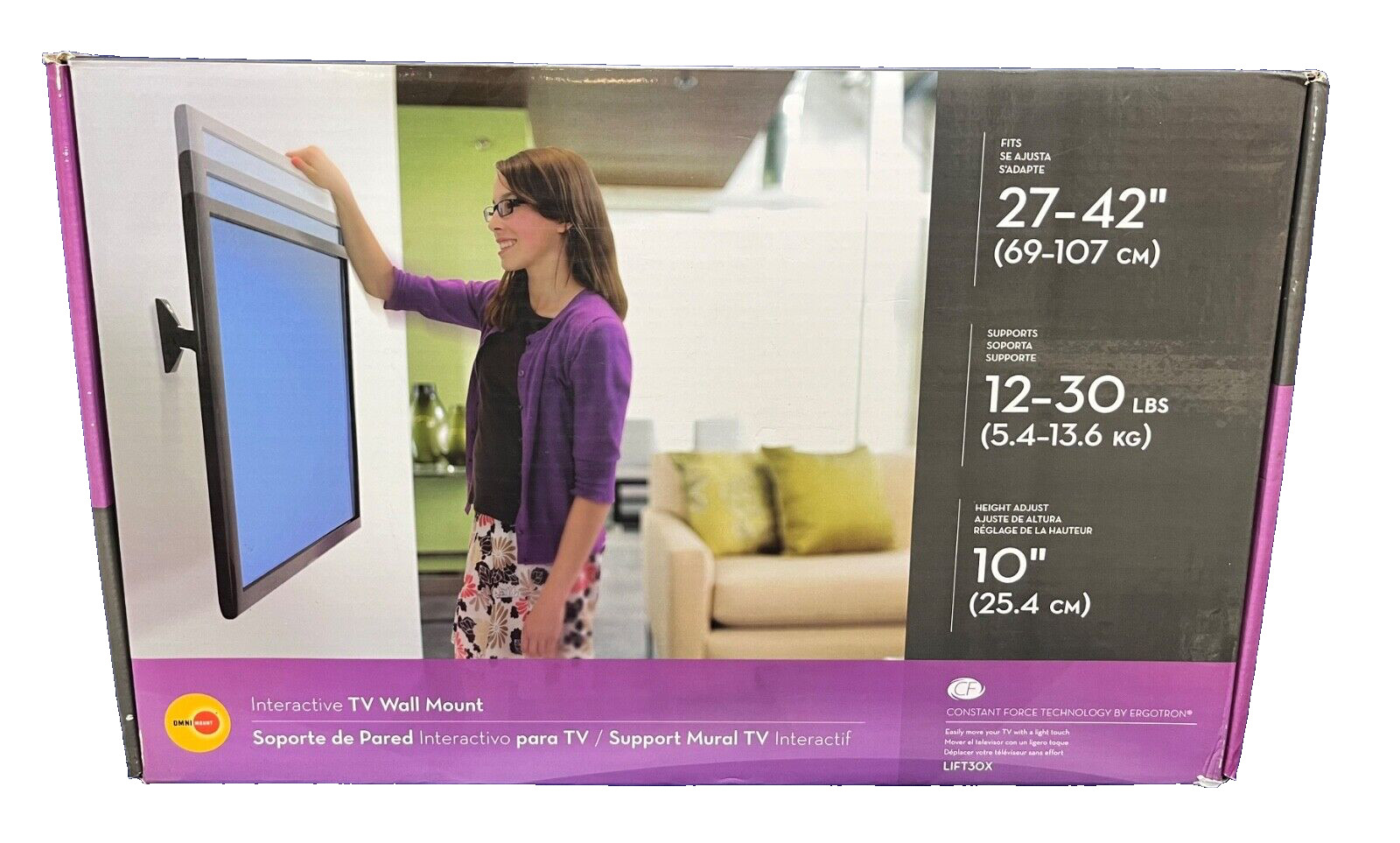 Omni Mount TV Mount, Lift30X, 27" to 42", Up to 30lbs, Black