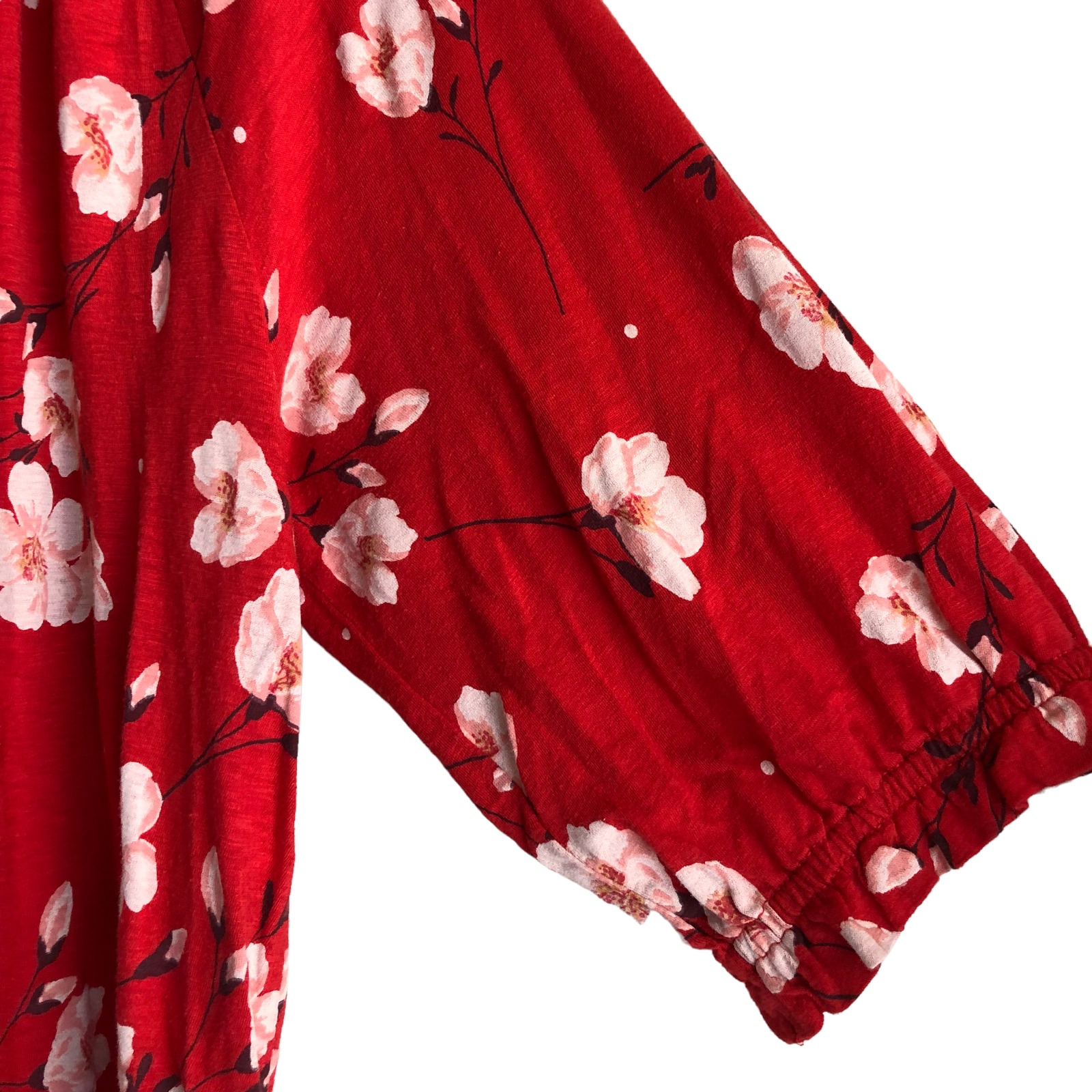 Lucky Brand Women's Boho Blouse Size L Floral Red… - image 5