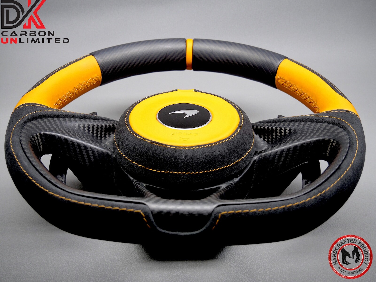 McLaren GT 720S 750S 765LT Spider Orange Alcantara Matte Carbon Steering Wheel