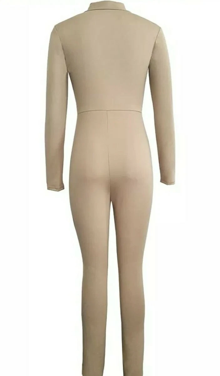 Tan long hotsell sleeve jumpsuit