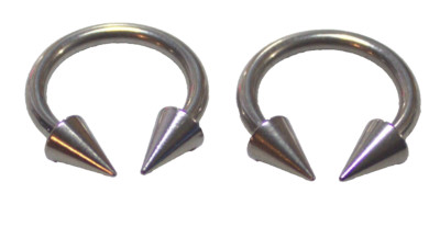 Two 12g 1/2 horseshoe 5x7mm Spike Ear Helix Nose Ring 316L Surgical Steel Sexy