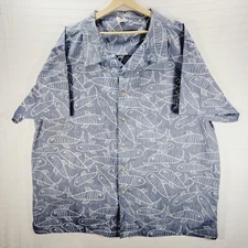 VTG Barefoot In Paradise Shirt Men XXL Hawaiian Aloha Royal Koi Fish Button Up