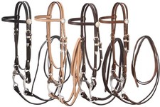 Pony Browband Leather Bridle - Reins - Curb Bit - Curb Strap - 4 Colors