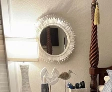 Elegant Mirror Frame Top Crystal Healing Mirror, Handmade Living Home Mirror Dec