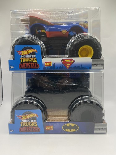 Hot Wheels Lot of 2 Monster Trucks Oversized Batman Batmobile Supermobile 1/24 - Picture 6 of 6