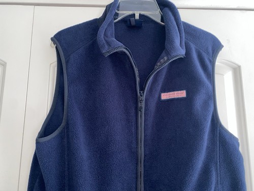 Vineyard Vines Mens Size S Navy Blue Full Zip Fleece Vest - Picture 2 of 7