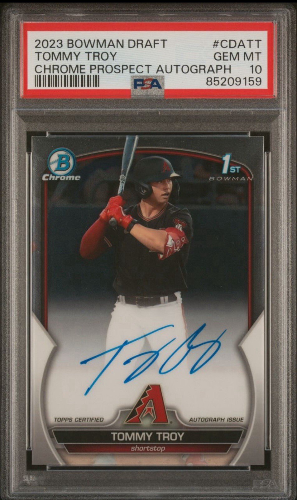 2023 Bowman Draft Chrome Prospect Autographs #CDA - TT Tommy Troy (AU RC) PSA 10