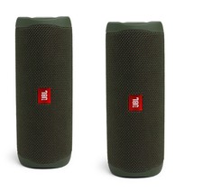JBL Flip 5 Green Portable Bluetooth Speaker Pair Bundle