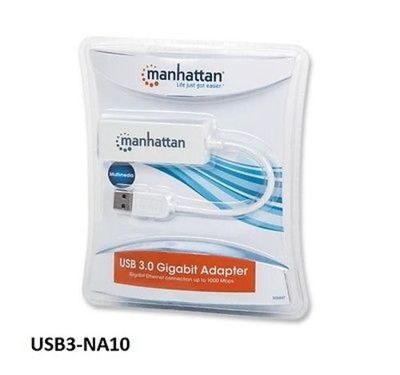 USB 3.0 Gigabit 10/100/1000 Mbps RJ45 LAN Ethernet Adapter - Manhattan 506847
