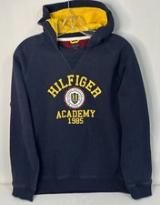 Tommy Hilfiger Hoodie Sweatshirt Boys XLarge 20 Navy Yellow Center Logo