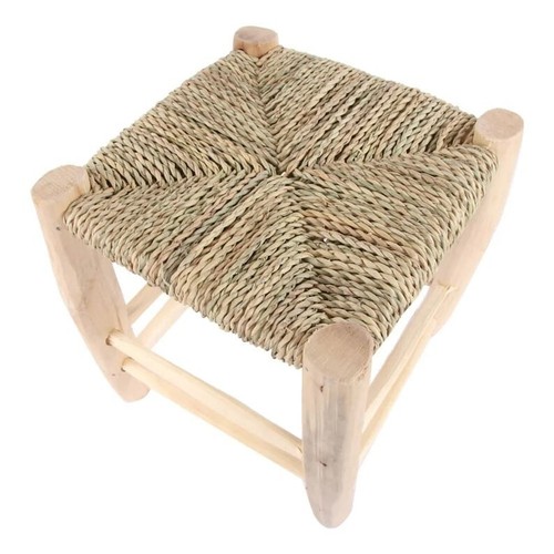 Moroccan stool made of wood and natural esparto grass, morocco furniture - Picture 3 of 7