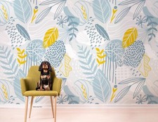 Image of 3D Abstract Leaf Patten Self-adhesive Removeable Wallpaper Wall Mural