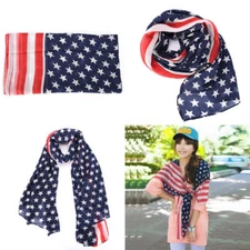 USA Flag Scarf Patriotic Stars and Stripes - 1x w/Random Color and Design