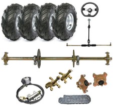 32" Rear Axle Kit 7" Wheels Front Steering Sprocket Hub Go kart ATV Trike Bike