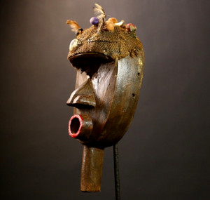 African Antique Dan Mask Wood Rare Tribal Ritual Carved Art Piece-G4555
