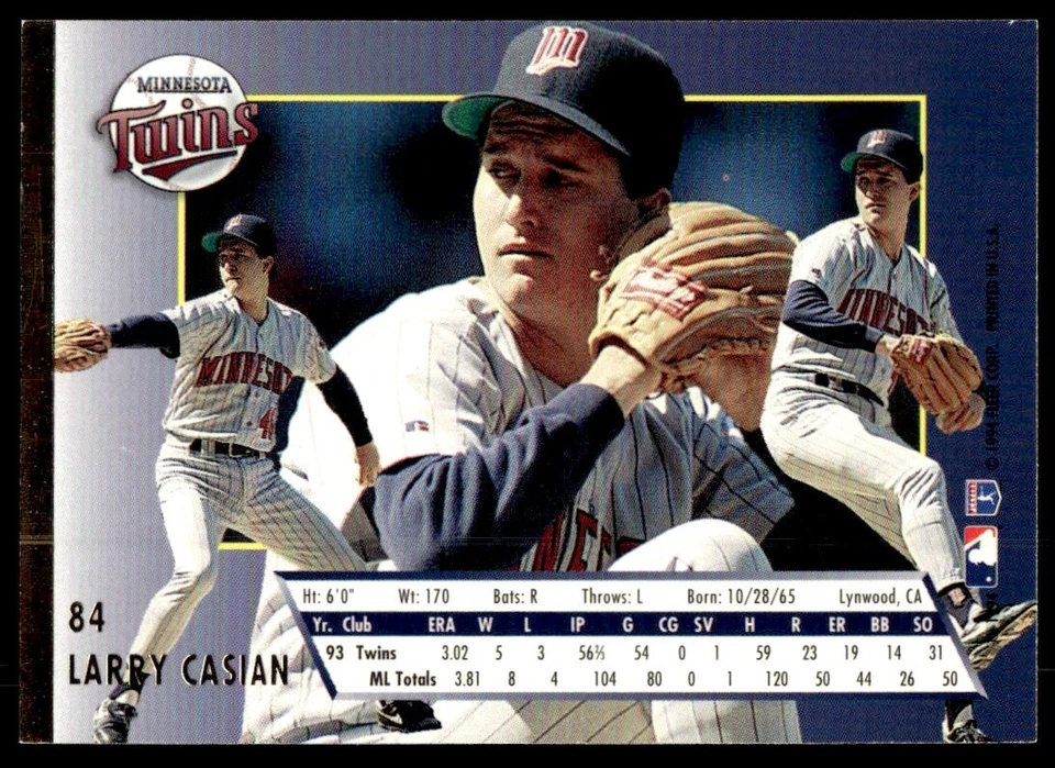 1994 Ultra Larry Casian Minnesota Twins #84 - Image 2 of 2