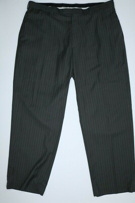Mens Perry Ellis Gray Stripe Dress Pants (Flat Front) 40x32 EUC