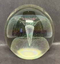 ROBERT EICKHOLT Paperweight Iridescent Signed Hand Blown