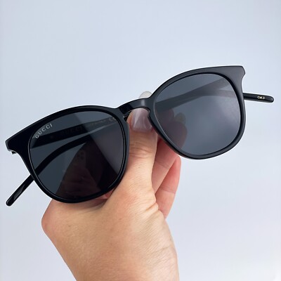 SALE! NEW Gucci GG1157S 001 Black Grey Round Unisex Sunglasses Gucci Women AUTHENTIC Sunglasses Black Grey Round GG1157S  main image 3