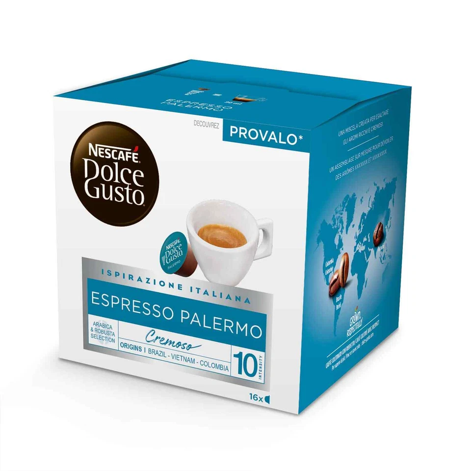 90 / 120 / 180 / 240 / 300 Capsule Caffè Nescafè Dolce Gusto PALERMO Originali