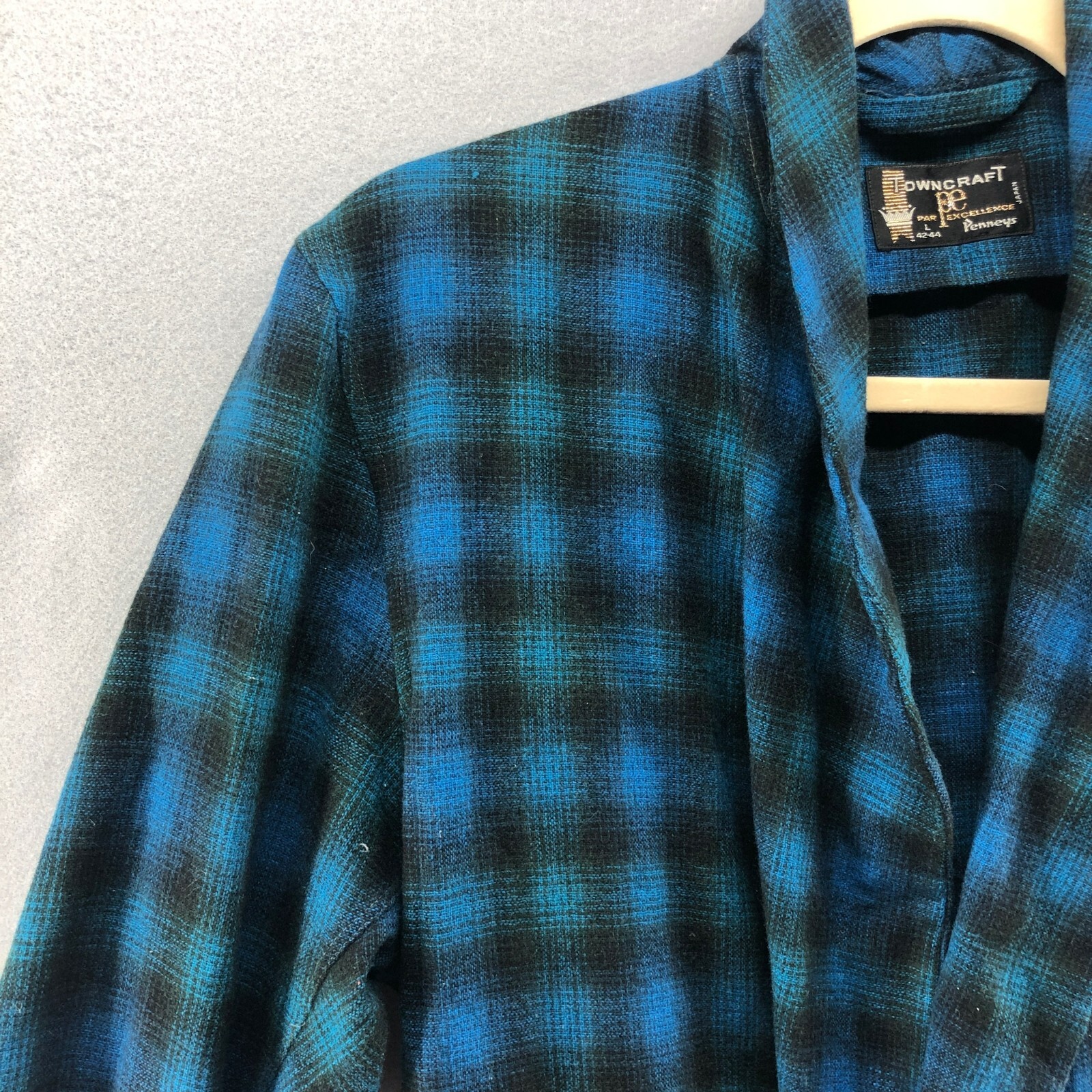 Vintage Towncraft Penneys Plaid Wool Robe Mens Large 4244 Par