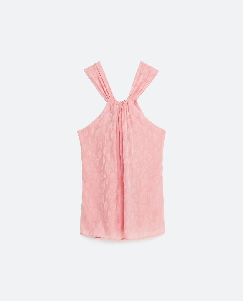 まぁ BNWT ZARA PINK HALTER NECK JACQUARD TOP s.S REF.3564/066 | eBay