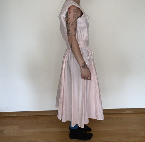 Abito Jessica McClintock Tg 9 Gunne Sax Abito Vittoriano Cotone Tasche - Foto 5 di 9