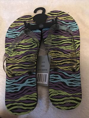 Aqua Stop women's L (8-9) Flipflops Sandals Shoes Multi Color (TW-1771)