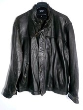 Tommy Hilfiger Vintage 100 Genuine Brown Leather Men's Moto Jacket Size XXL