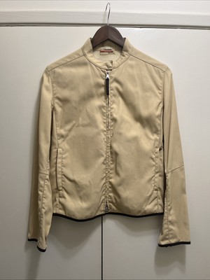 PRADA Vintage Womens Biker Jacket Nylon/Leather Coat Motorcycle