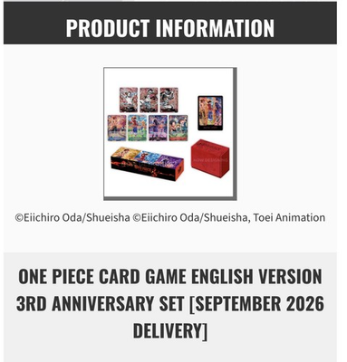 #ad ONE PIECE CARD GAME ENGLISH VERSION 3RD ANNIVERSARY SET LINKamp;INFO $179.99