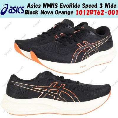Asics WMNS EvoRide Speed 3 Wide Black Nova Orange 1012B762-001 Damen Gr.