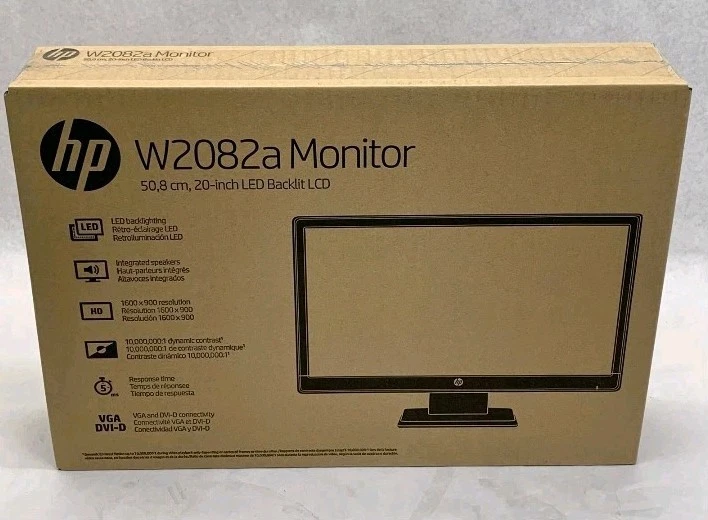 HP W2082a 20" Widescreen 1600x900 VGA/DVI-D LED Backlit LCD Monitor NEW SEALED - Image 3 of 4