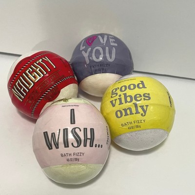 LOT 4 New Bath & Body Works Bath Fizzy Bomb Naughty Good Vibes Love You I Wish