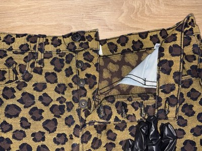 ASKK NY Leopard Print Denim Shorts Women's 29 High Rise Raw Hem