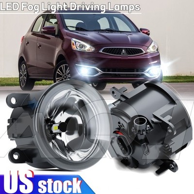 Pair White Bumper LED Fogs Driving Lamps For Mitsubishi Mirage 2017-2023