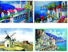 4 GRANDS papier de riz 30x40cm " Paysages " pour collage -10