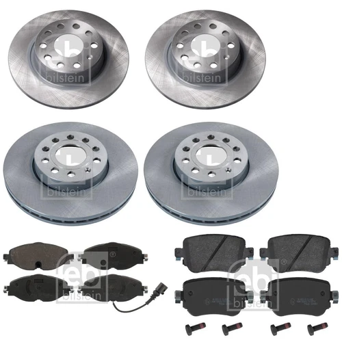 FEBI BREMSSCHEIBEN + BELÄGE VORNE + HINTEN passend für VW CADDY 4 + ALLTRACK