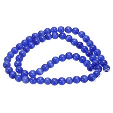 65pcs Blue Black Cat's Eye Stone Beads 6mm Round Crystal Loose Bead