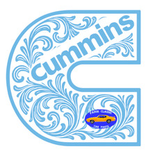 Tooled Leather Baby Blue Vinyl Sticker Decal Window Cummins Dodge 8.40 X 8.71